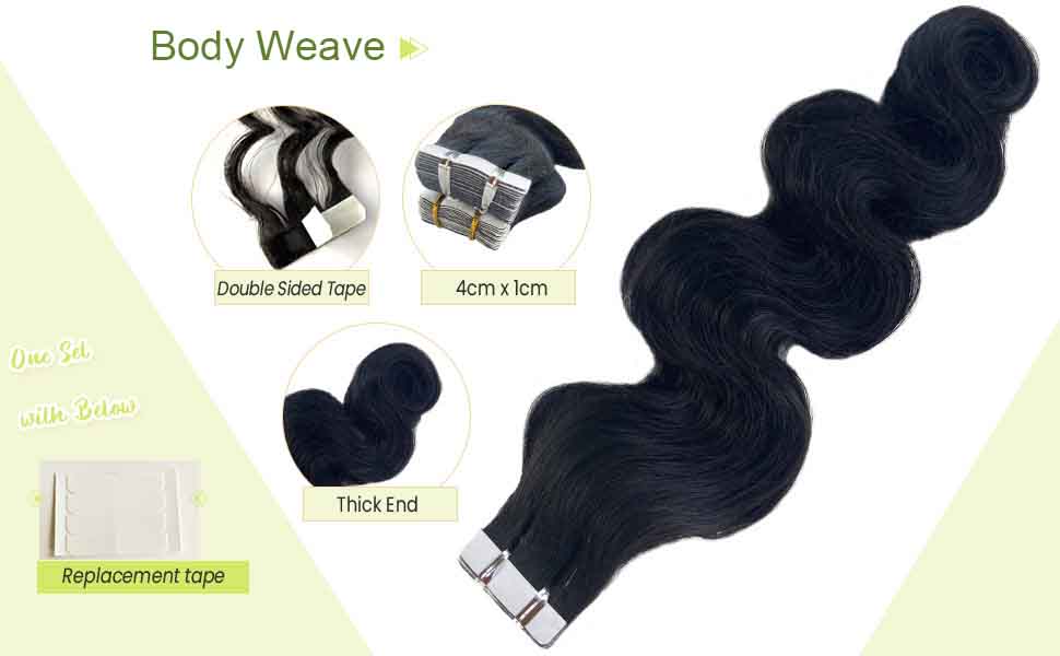 Skin weft tape in hair extensions